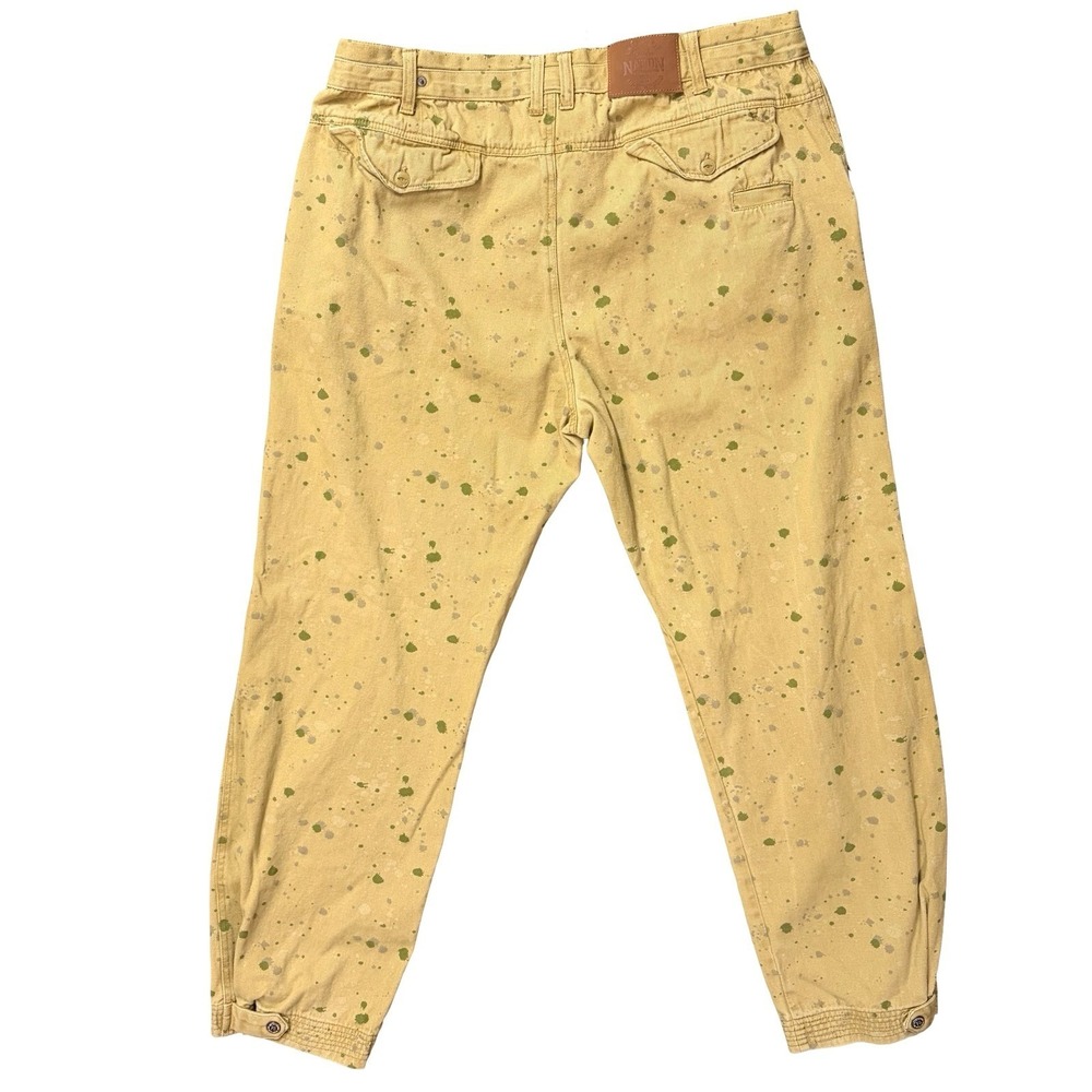 Parish Nation Mens Tan Paint Splatter Denim Pants Tapered Streetwear Size 36x31 - Picture 7 of 12